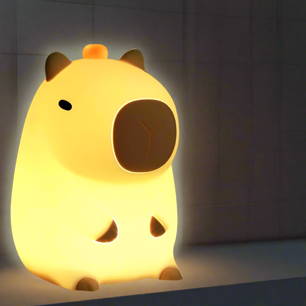 Adorkable Silicone LED Capybara Night Light Animal Lamp Touch Sensor Nightlight Children Kid Bedside Bedroom Decor Birthday Gift