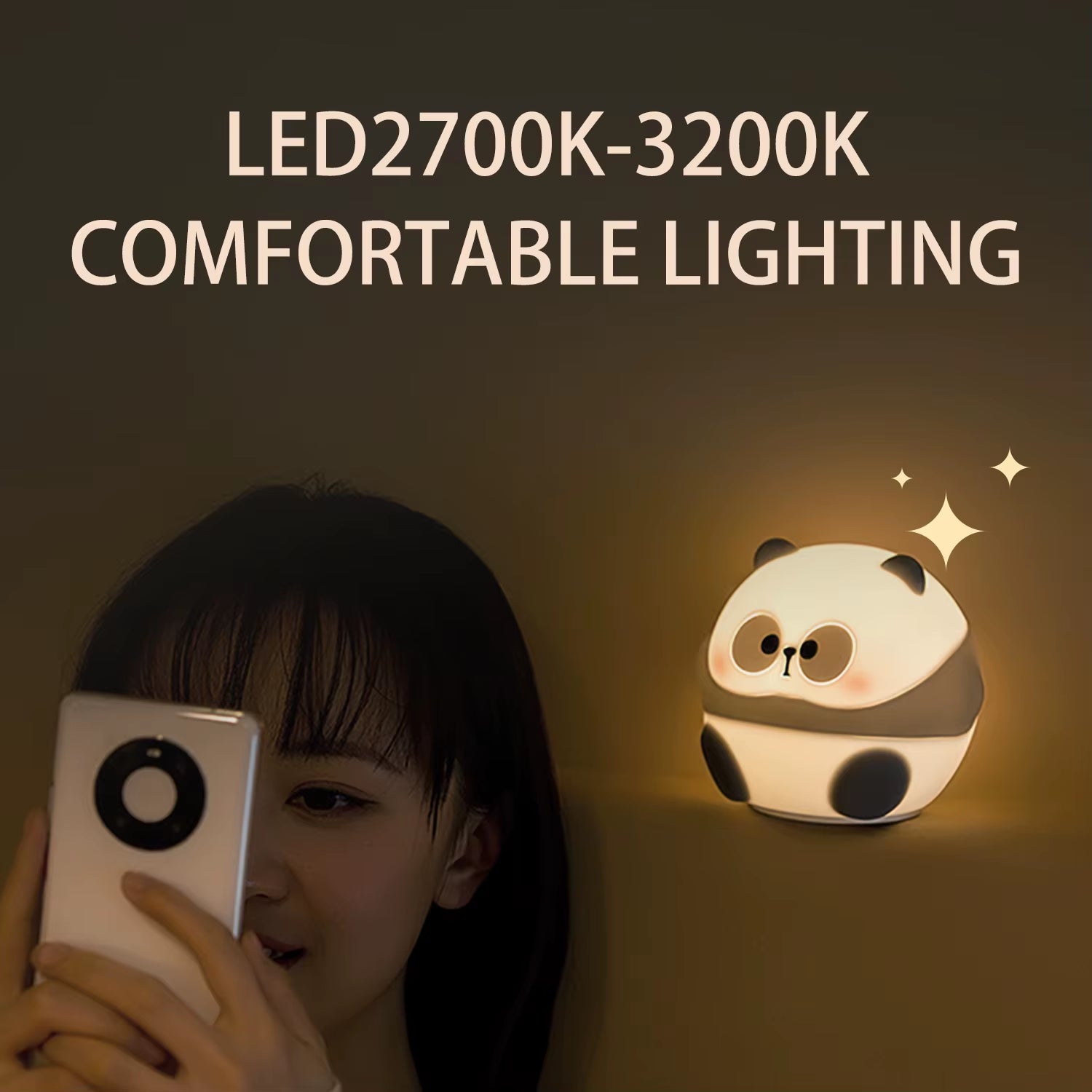 Angry panda silicone night light