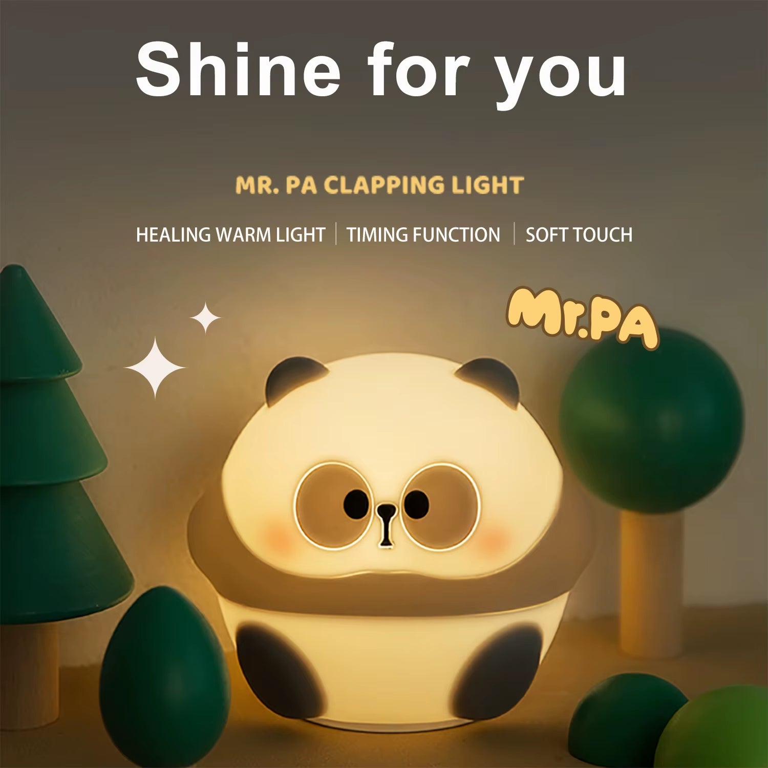 Angry panda silicone night light